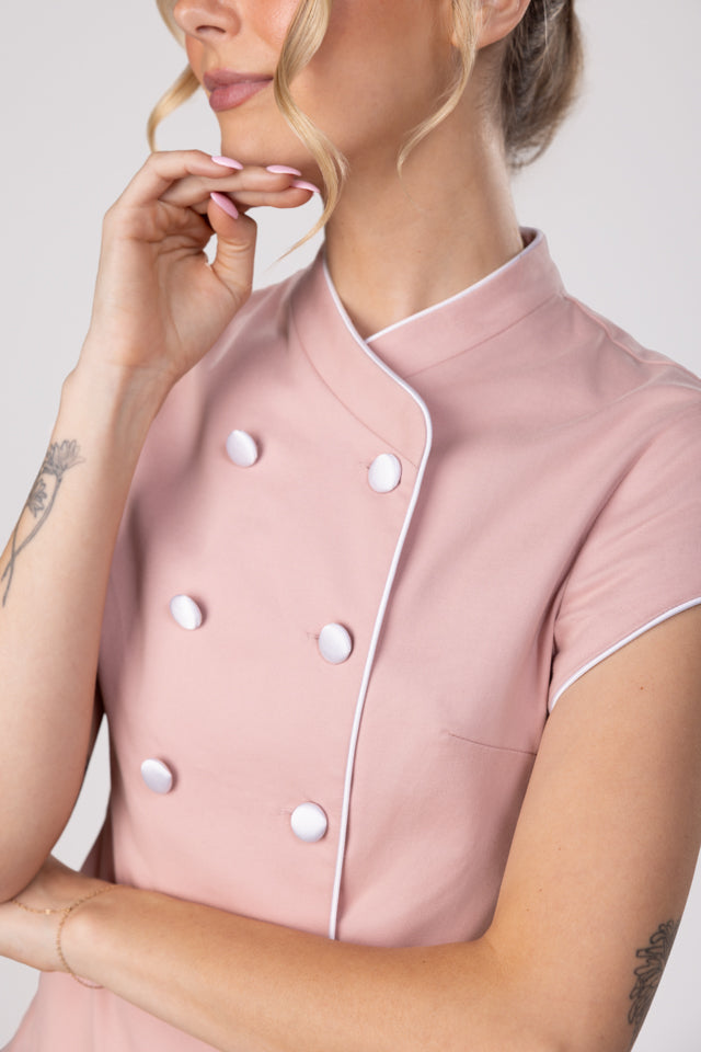 Pink Short Sleeve Chef Coat